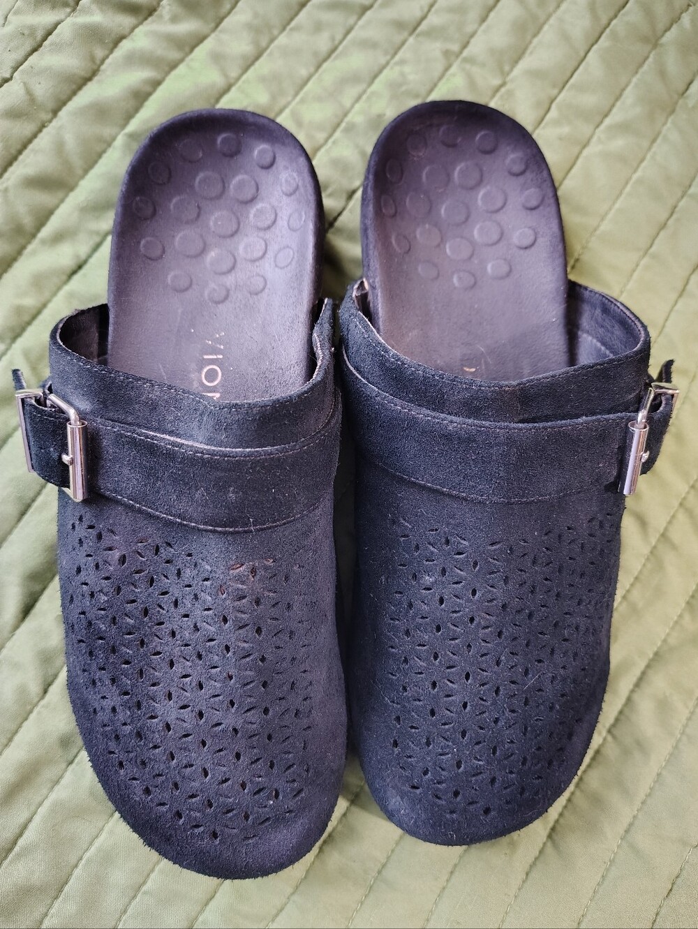 Vionic Moca Black Suede Slip On Mule Clogs Size 11